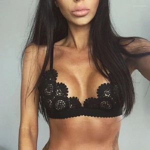 حمالات صدرية مثير للسيدات الدانتيل الأزهار bralet bra bustier الأشرطة المعدلة محصول أعلى لا يغطس bralette