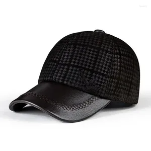 ボールキャップ男性本革野球調整可能なスエードシープスキンユースキャップパパ帽子55-60cm印刷
