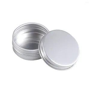 Lagringsflaskor 15 ml Skruv Aluminium tennburk runda silver metall kan prova resor tomma påfyllningsbara containrar