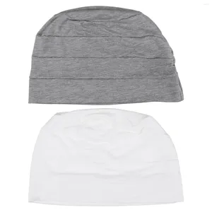 BERETS 2 PCS Kemoterapi CAP -näsdukar för kvinnor Womens Hat Cotton Night Sleep Base