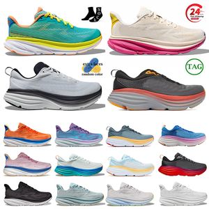 Orijinal Clifton 9 Bondi 8 Koşu Ayakkabıları Erkekler Kadın İnsanlar Bir Üçlü Siyah Beyaz Blanc De Blanc Sunlit Ocean Summer Song Vites Sand Cloud Trainers Runner