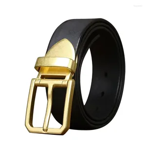 Belts Pure Cowhide 3.8cm Wide Retro Trendy Luxury Belt For Men Genuine Leather Pin Buckle Copper Jeans Cowboy