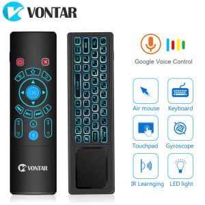 Tastiere Telecomando vocale 2.4G Fly Air mouse T8 Plus mini tastiera wireless 7 colori Touchpad retroilluminato per Android TV Box T9 X96MAX T8