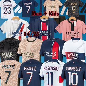 Mbappe koszulki piłkarskie Hakimi Skriniar P Gs 24 25 Maillots de Football Shirt 23 24 mężczyzn Zestaw dla dzieci Zestawy mundurowe maillot de foot Paris 2025 Dembele Hernandes Kolo