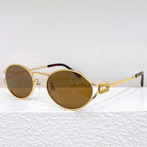Mode Frauen Sonnenbrille SMU52Y Neue Designer Metall Sonnenbrille Metallrahmen Tiefe Olivgrüne Linse Ovale UV-Schutzlinse Frauen Reise Urlaub Brille Top-Qualität