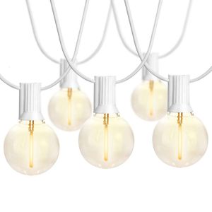 SUNTHIN White Outdoor String Lights, 96ft(48ft * 2 Pack) Patio with G40 Shatterproof LED Bulbs, Waterproof Conectable Hanging Outside Lights for Yard, Porch,