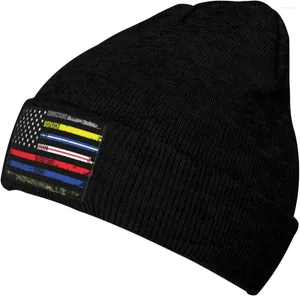 Beralar İlk Müdahale Amerikan Bayrak Beanie Şapkası Erkekler Kadınlar Yumuşak Rahat Kafatası Kapağı Kış Sıcak Örgü Şapkalar