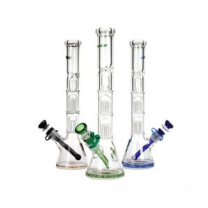 Phoenix Glass Smoking Water Bongs 7MM Beaker Bong With Ice Catcher Double 8 Tree Arms Perc 18.8mm Joint Bongs 14 Inches Recycler Water Pipes Shisha Hookah