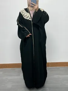 Abbigliamento etnico Eid Abaya musulmano per le donne Appliques Party Abaya Marocco Caftano Ramadan Lace-up Islam Dubai Arabo Abito lungo 2024 Primavera