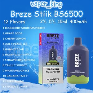 Breze Stiik BS6500 Puff Disposable E Cigaretter Mesh COIL 15ML POD 400 mAh Battery Electronic Cigs 2% 5% 12 Flavors High-End Product Puffs 6500 Vape Pen Kit