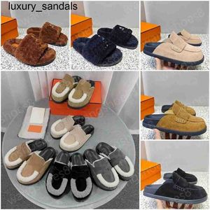 Designer Go Mules Sandálias Mueller Chinelos Camurça Taupe Top Quality Homens Mulheres Go Luxo Primavera Outono Clássico Pelúcia Metade Tuo Baotou Ao Ar Livre Moda Tamanho Plano 35-45