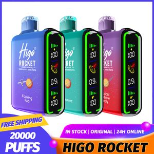 オリジナルのHigoロケット20000パフフルスクリーンディスプレイ20000パフデュアルメッシュコイル28ml Vapes使い捨て20K 15K 12K 9K 15000 12000 10000 Vaper Geek Elf World Vape Bar