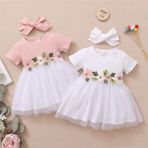 Girl Dresses 1 2 3 Years Toddler Baby Girls Dress Princess Flower Short Sleeve Lace Party Prom Tulle Clothing