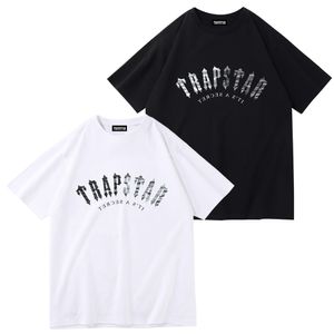 TR APSTAR Design original camisetas masculinas logotipo verão desenho animado sem gola manga curta carta solta versátil tops camisetas preto branco vermelho 760