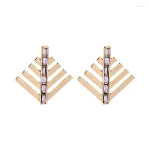 Stud Earrings MOPAI Geometric Fishbone Arrow Leaf Gold Color Alloy For Women Exquisite Crystal 2024 Fashion Jewelry