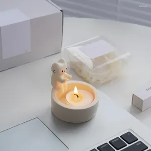 Titulares de velas gatinho titular kawaii aquecimento patas design castiçal ornamentos de mesa decoração para casa presentes para amigos