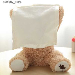 Animali di peluche ripieni 33 cm Orso timido Nascondi Gioca Cerca peluche Peluche Parlante Musica Ectric Discorsi musicali Peekaboo Orso Compleanno Regalo di Natale L240322