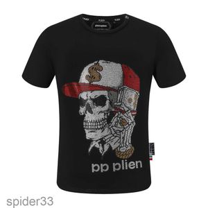 Pleinxplein pp erkek tişörtleri orijinal tasarım yaz gömlek plein t-shirt pamuk rhinestone kafatasları desen kısa kollu 2066 renk 7a4i