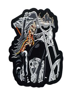 large Grim Reaper Motorcyclei embroidered mc biker motorcycle patch iron on backing badge for jacket jeans2338202