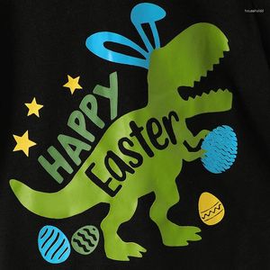 Set di abbigliamento Pantaloncini per ragazzi per bambini Set T-shirt a maniche corte con lettere con stampa di dinosauri con abiti estivi per Pasqua