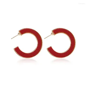 Stud Earrings Black Red Green Coffee Leopard Print C Shape Piercing Alloy For Women Jewelry Accessories