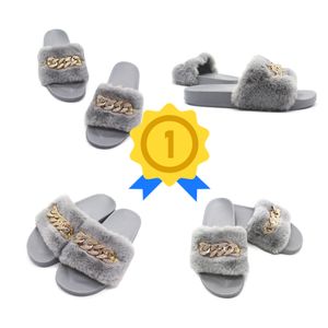 New style wholesale in stock Chain Diamond Plush Slippers Indoor and Outdoor Plush Flat Bottom Warm Slippers GAI fur chains Fluffy fall women's outdoor size 36-41