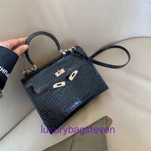 5A Wysokiej jakości Hremms Kelyys Woman Rame Worki 2024 Autumn Winter Nowa torebka damska Krokodyl Wzór krowi z pojedynczą torebką crossbody z prawdziwym logo