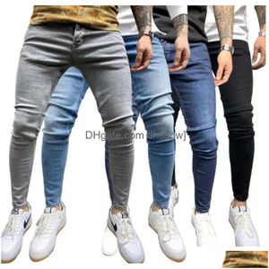 Mäns jeans 2024 Högkvalitativ herrelastisk tät passande liten ben i fyra färger släpp leveranskläder dhsoi