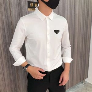 Designer camisa masculina vestido camisa moda sociedade homens cor sólida negócios casual mens manga longa tamanho M-4XL 580