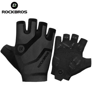 ROCKBROS Cycling Mens Gloves Breathable Shockproof Cycling Gloves Summer Fingerless Gloves MTB Mountain Bicycle Gloves Sports 240312