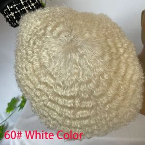 Toupees Afro Curl African American Human Hair Piece Men's Full LaceToupee 8x10in Replacement System For Black Men 60# White Color Toupee