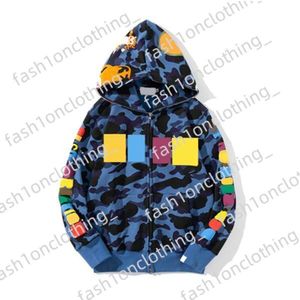 Felpa con cappuccio Bapestar Felpe con cappuccio da uomo Bapessta Design Maglione in pile con splicing rosso giallo blu Plus Size 3Xl Zipper Lovers Felpe Designer Bapestar Shirt 458