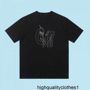 デザイナーハイバージョンドンキーホームフロントとリアの刺繍エレクトリックサウンドパターンコントラストブラックショートスリーブラウンドネックTシャツ多目的トレンディな男性と女性H1