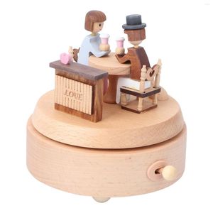 Dekorative Figuren, Holzkiste, Liebespaar, Clockworek, Musikgeschichte, Windmechanismus, Desktop-Ornament für Valentinstag, Hochzeit, Freundin