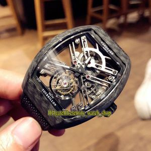 Najwyższej jakości nowy Saratoge Vanguard Skeleton V 45 t Sqt Carbone Real Tourbillon Automatyczne męskie zegarek szkielet z włókna węglowego Spor309h