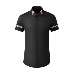 Men's Casual Shirts High Quality Luxury Jewelry Fashion Slim Three Button Lapel Polo Short Sleeve Sports Selling Business