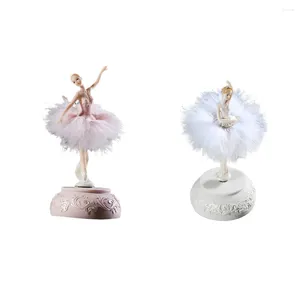 Decorative Figurines Ballerina Musical Box Dancing Girl Elegant Desktop Birthday Present Pink