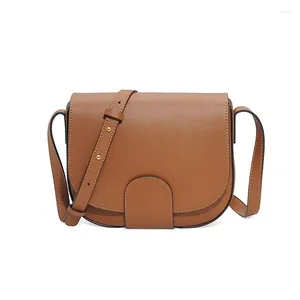 Shoulder Bags Ladies 2024 Trendy One-shoulder Messenger Handbag Fashion Niche Top Handle Small Square Bag Cowhide Leather Saddle Purse