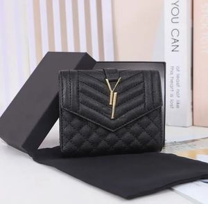 Mulheres Designer Carteiras Luxurys Envelope Moeda Bolsa Moda Metal Letter Mark Titulares de Cartão Curto 16 Cores Senhoras de Alta Qualidade Pequena Bolsa de Embreagem com Caixa Original