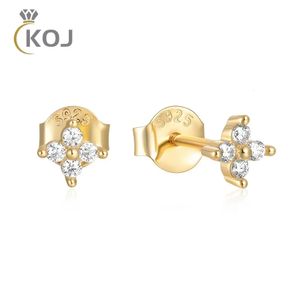 KOJ Exquisite D Color Stud Earrings For Women 100% 925 Sterling Silver White Diamond Mini Flower Earring Jewelry 240228