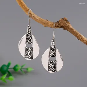 Dangle Earrings Tribal Hollow Fan Shaped Hook Retro Jewelry Antique Alloy Metal Hanging For Women Accessories