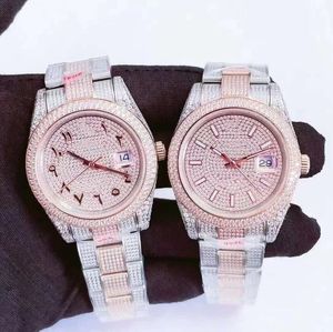 Volldiamantuhr im 6-Stil, President Datejust, 41 mm, 228236, Zifferblatt mit arabischer Schrift, automatische 18-karätige Saphiruhren, Herren-Armbanduhren, zweifarbiges Roségold