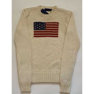 Novo suéter de malha feminino 23ss - suéter com bandeira americana inverno de alta qualidade marca de moda de luxo confortável pulôver de algodão 100% algodão suéter masculino