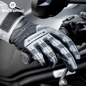 ROCKBROS Luvas de Ciclismo Luvas Táticas SBR Almofada Espessada À Prova de Choque Respirável GEL Bicicleta Motocicleta Inverno Aquecedor Dedo Completo 240312