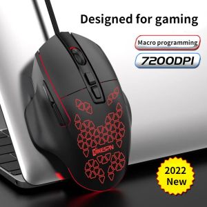 Möss trådbundna spelmus USB -datormusspel Mause Gamer Ergonomisk mus 7 -knapp 7200DPI -spelmöss för PC -bärbar dator med bakgrundsbelysning