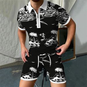 Men's Tracksuits Summer 3D Digital Printed Short Sleeved Shirt And Shorts Mens Slim Fit 3 Piece Suit Tuxedo Set Cadet Suite