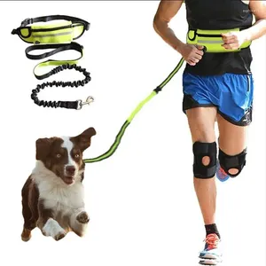 Coleiras reflexivas para animais de estimação trela elástica mão livremente jogging corda de tração correndo pacote de cintura cintos laço retrátil d-ring