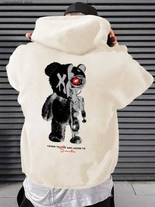 Men's Hoodies Sweatshirts Cartoon Machine Bear Print Pullovers Men Cartoons Creative Hoodie Oversize Fashion Clothing All-Match Autumn Winter Male Hoody Q240322