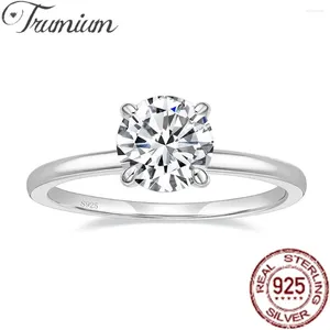 Кольца-кластеры Trumium 1,5CT, стерлинговое серебро 925 пробы, обручальные кольца круглой огранки с кубическим цирконием CZ, обручальные кольца для женщин