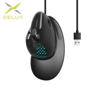 Delux Seeker M618XSU Mouse ergonomico verticale con cavo RGB Light Cover posteriore rimovibile Mouse da gioco 4000 DPI per computer portatile 240309